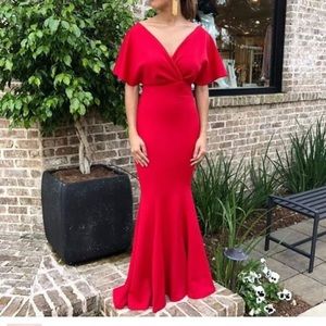 Red Off the Shoulder Ball Gown